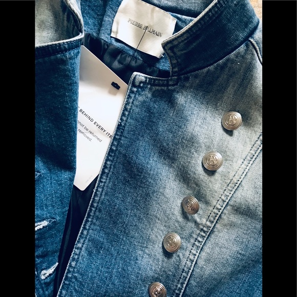 Balmain Denim Military Double Breasted Jacket Sz36 - Picture 8 of 8